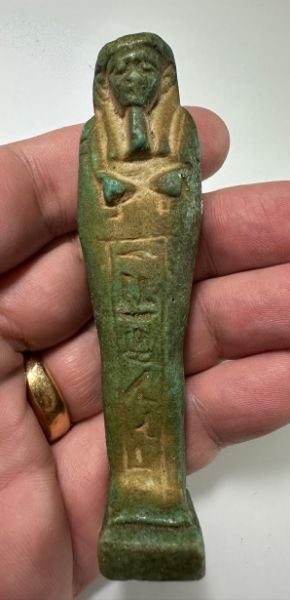 Picture of ANCIENT EGYPT. 26TH DYNASTY. FAIENCE USHABTI. 600 - 300 B.C  FOR SAMEREF PRIEST "HOR UDJA"