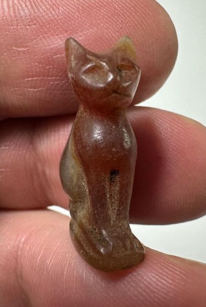 Picture of ANCIENT EGYPT, NEW KINGDOM CARNELIAN CAT AMULET. 1400 B.C