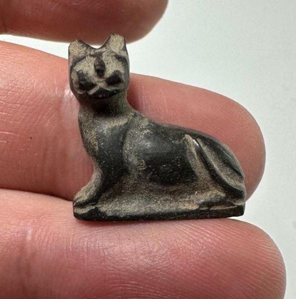 Picture of ANCIENT EGYPT, NEW KINGDOM STONE CAT AMULET. 1400 B.C