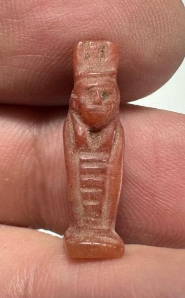 Picture of ANCIENT EGYPT. NEW KINGDOM  STONE  AMULET OF COBRA WITH ISIS HEAD. 1400 - 1200 B.C