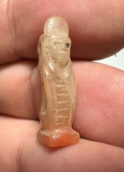 Picture of ANCIENT EGYPT. NEW KINGDOM  STONE  AMULET OF COBRA WITH ISIS HEAD. 1400 - 1200 B.C
