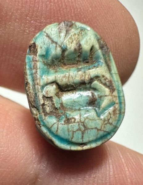 Picture of  ANCIENT EGYPT. NEW KINGDOM GLAZED STONE SCARAB.  14 TH CENTURY B.C