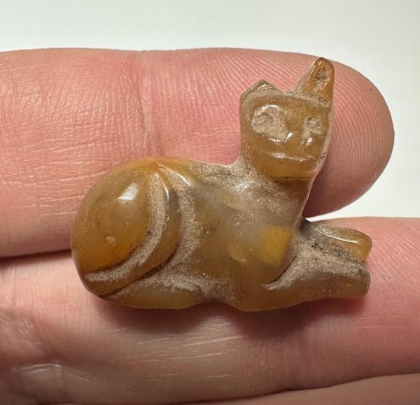 Picture of ANCIENT EGYPT, NEW KINGDOM STONE CAT AMULET. 1400 B.C