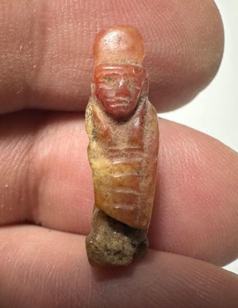 Picture of ANCIENT EGYPT. NEW KINGDOM  STONE  AMULET OF COBRA WITH ISIS HEAD. 1400 - 1200 B.C
