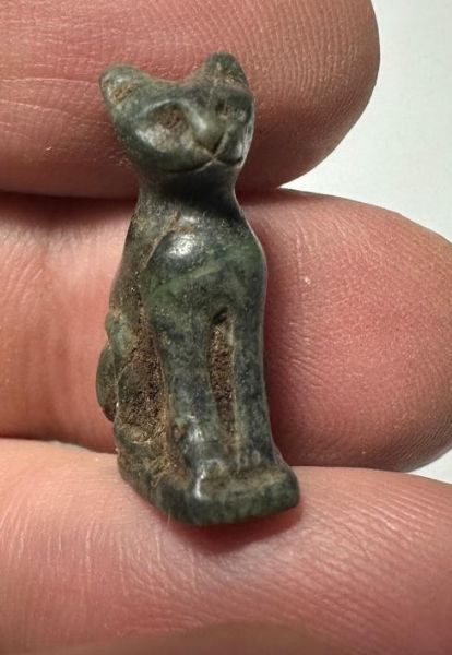 Picture of ANCIENT EGYPT. NEW KINGDOM STONE CAT AMULET. 1400 B.C