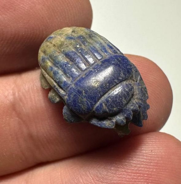 Picture of ANCIENT EGYPT.  NEW KINGDOM LAPIS LAZULI STONE BUTTON SCARAB. 1250 B.C
