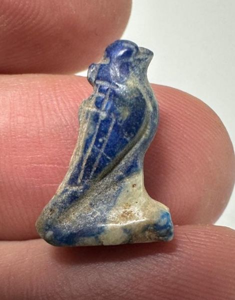 Picture of ANCIENT EGYPT. NEW KINGDOM LAPIS LAZULI STONE FALCON (HORUS) AMULET. 1250 B.C