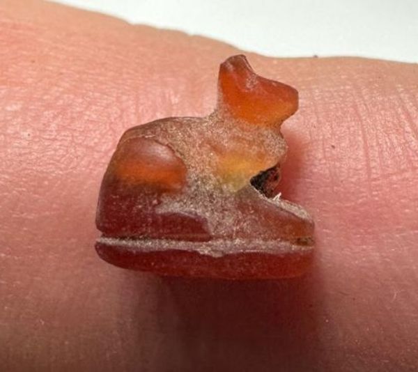 Picture of ANCIENT EGYPT, NEW KINGDOM CARNELIAN CAT AMULET. 1400 - 1200 B.C. TINY. 