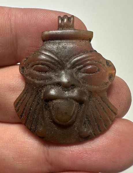 Picture of ANCIENT EGYPT. HUGE NEW KINGDOM CARNELIAN AMULET OF BES. 1400 - 1200 B.C