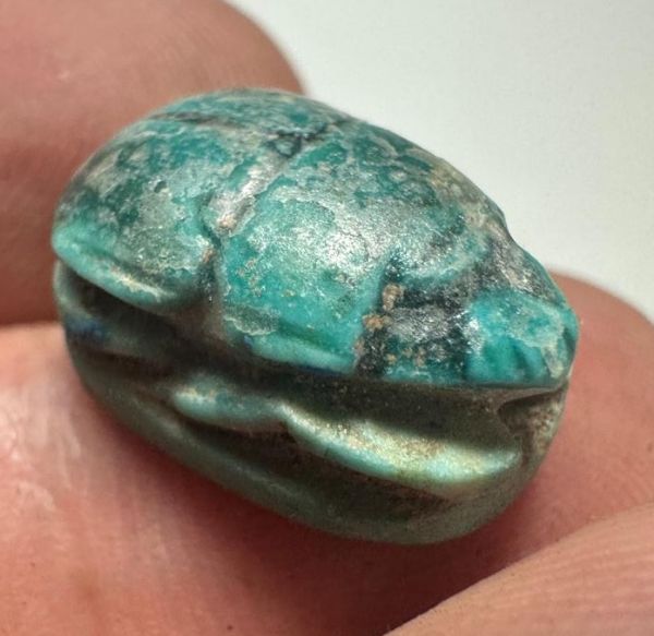 Picture of ANCIENT EGYPT.  NEW KINGDOM GLAZED STONE SCARAB. 1400 - 1200 B.C 