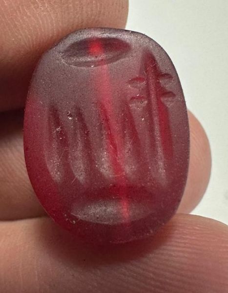Picture of ANCIENT EGYPT, NEW KINGDOM GLASS SCARAB. HATHOR. 1400 - 1200 B.C