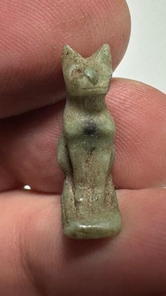 Picture of ANCIENT EGYPT. NEW KINGDOM STONE CAT AMULET. 1400 B.C