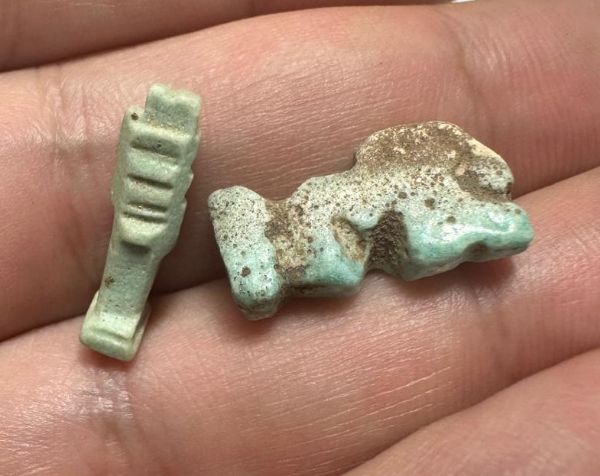 Picture of ANCIENT EGYPT. LOT OF TWO FAIENCE AMULETS. 600 - 300 B.C