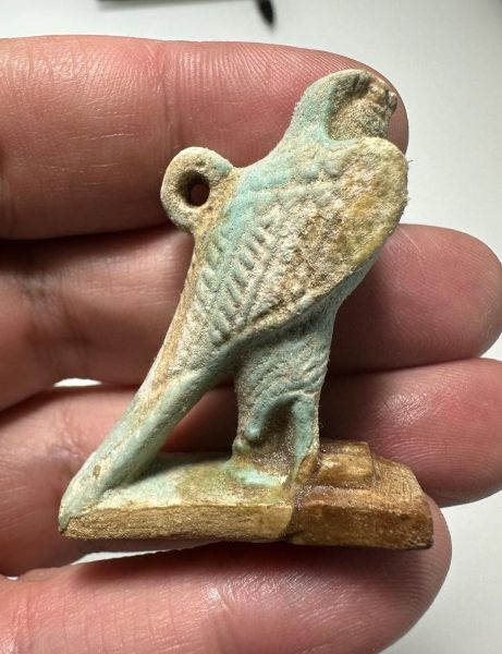 Picture of ANCIENT EGYPT.  LARGE FAIENCE HORUS - FALCON AMULET . 600 - 300 B.C 