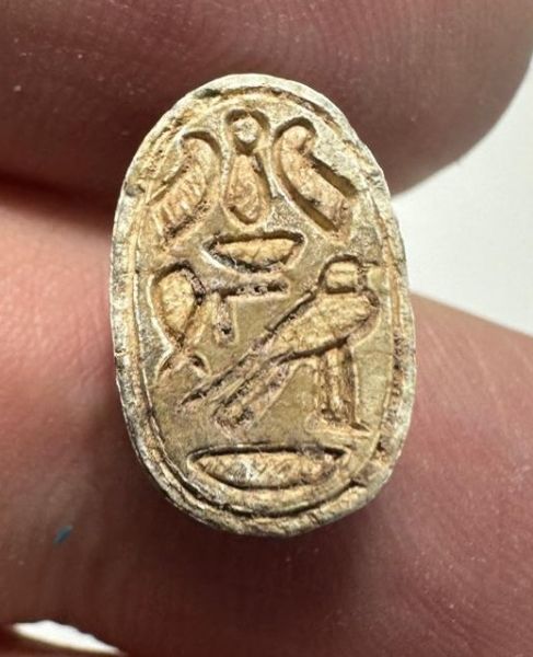 Picture of ANCIENT EGYPT.  SECOND INTERMEDIATE PERIOD STEATITE  STONE SCARAB. 1750 - 1550 B.C 
