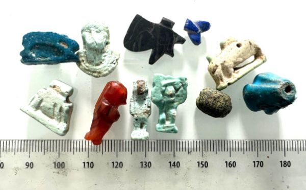 Picture of LOT OF 11 : ANCIENT EGYPT. STONE & FAIENCE  AMULETS. 1400 - 300  B.C