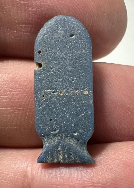 Picture of ANCIENT EGYPT, AMARNA FAIENCE EGYPTIAN BLUE INLAY AMULET . 1334 – 1325 BC .   