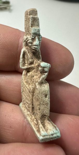 Picture of ANCIENT EGYPT FAIENCE ISIS NURSING HORUS AMULET. 600 - 300 B.C