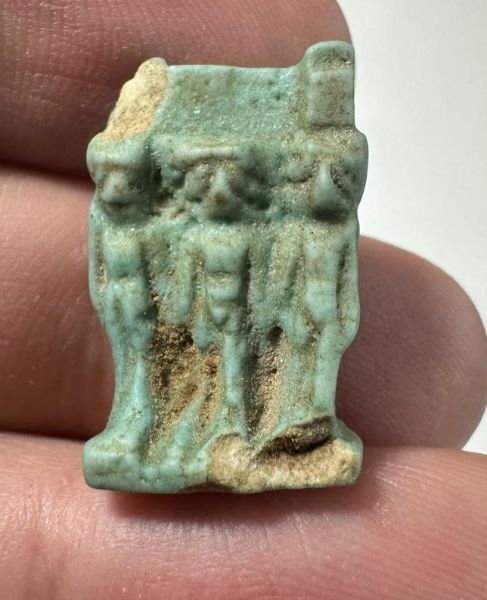 Picture of ANCIENT EGYPT. FAIENCE OSIRIAN TRIAD AMULET. 600 - 300 B.C