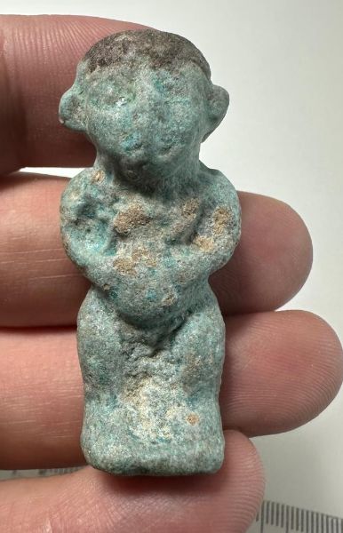 Picture of  ANCIENT EGYPT.  LARGE FAIENCE  AMULET OF POTAIKOS.  600 - 300 B.C   