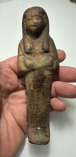 Picture of   Ancient Egypt. FAIENCE USHABTI. NEW KINGDOM.  1400 - 1250 B.C. TRACES OF INSCRIPTION
