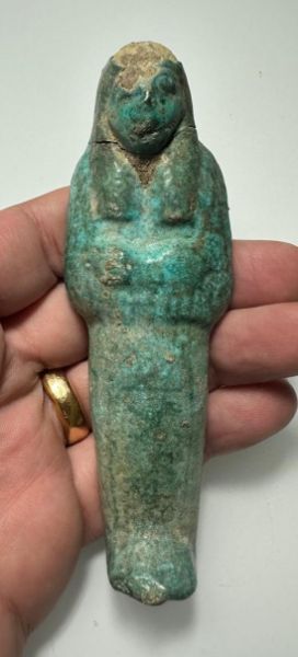 Picture of   Ancient Egypt. FAIENCE USHABTI. NEW KINGDOM.  1400 - 1250 B.C. TRACES OF INSCRIPTION