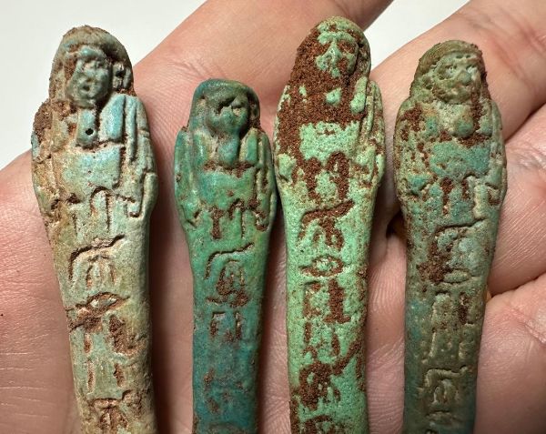 Picture of LOT OF 4 :   Ancient Egypt. FAIENCE USHABTIS. PTOLEMAIC PERIOD.  300 - 100  B.C