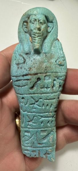 Picture of Ancient Egypt. UPPER HALF OF A FAIENCE USHABTI. LATE PERIOD 600 - 300  B.C