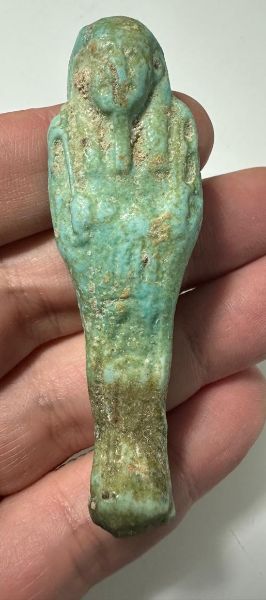 Picture of Ancient Egypt. FAIENCE USHABTI.LATE PERIOD.  600 - 300  B.C  TRACES OF INSCRIPTION
