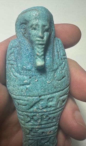 Picture of   Ancient Egypt. FAIENCE USHABTI.LATE PERIOD.  600 - 300  B.C  INSCRIPED