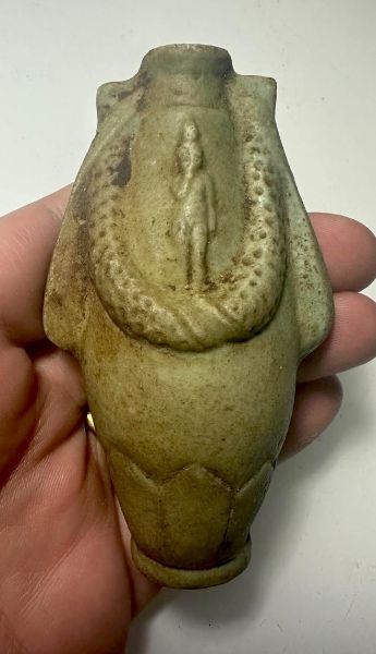 Picture of Ancient Egypt. FAIENCE FLASK. BEAUTIFUL COLOR. 600 - 300 B.C . 