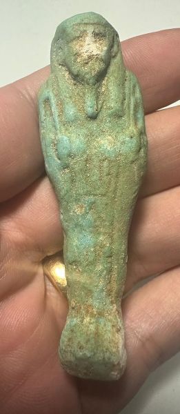 Picture of Ancient Egypt. FAIENCE USHABTI.LATE PERIOD.  600 - 300  B.C  INSCRIBED
