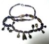 Picture of ANCIENT EGYPT. NEW KINGDOM. AMETHYST AND SILVER NECKLACE. 10 POPPY SEEDS BEAUTIFUL SILVER AMULETS.  1400 - 1200 B.C