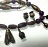 Picture of ANCIENT EGYPT. NEW KINGDOM. AMETHYST AND SILVER NECKLACE. 10 POPPY SEEDS BEAUTIFUL SILVER AMULETS.  1400 - 1200 B.C