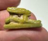 Picture of ANCIENT EGYPT.  BEAUTIFUL SHINY OLIVE GREEN COLOR. GRECO - ROMAN - FAIENCE HARE AMULET . 300 B.C - 100 A.D