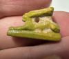 Picture of ANCIENT EGYPT.  BEAUTIFUL SHINY OLIVE GREEN COLOR. GRECO - ROMAN - FAIENCE HARE AMULET . 300 B.C - 100 A.D