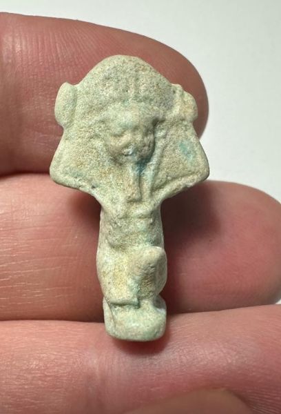 Picture of ANCIENT EGYPT.  BEAUTIFUL . GRECO - ROMAN - FAIENCE SHU AMULET . 300 B.C - 100 A.D