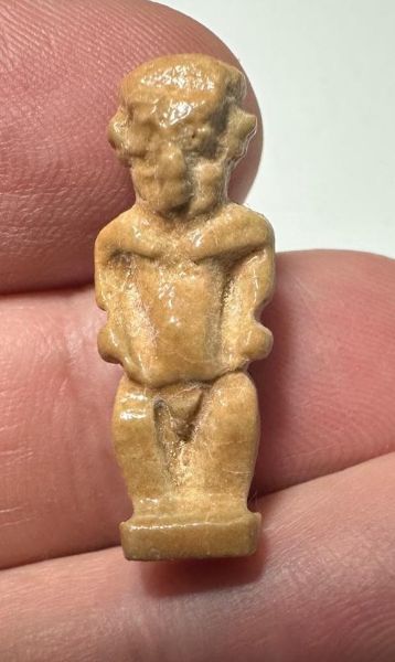 Picture of ANCIENT EGYPT.  BEAUTIFUL SHINY YELLOW COLOR. GRECO - ROMAN - FAIENCE POTAIKOS AMULET . 300 B.C - 100 A.D