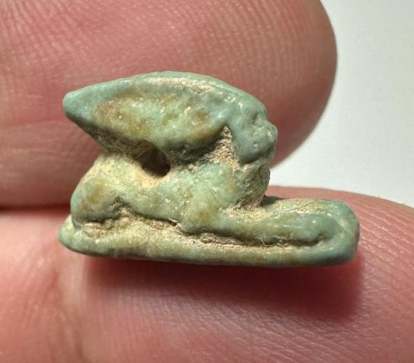 Picture of ANCIENT EGYPT.  BEAUTIFUL & SMALL. GRECO - ROMAN - FAIENCE HARE AMULET . 300 B.C - 100 A.D