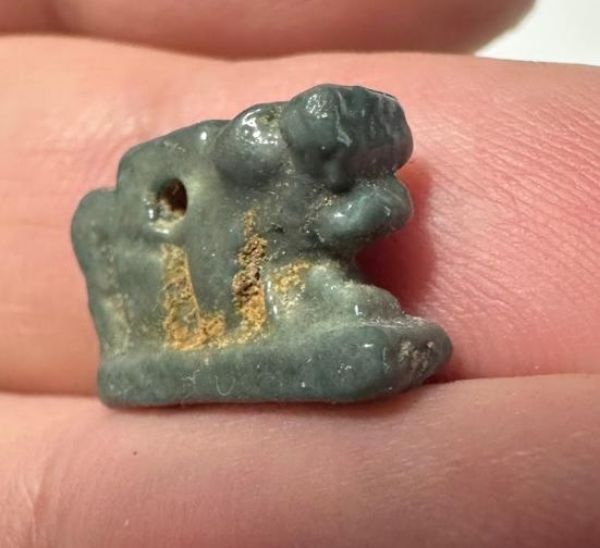 Picture of ANCIENT EGYPT.  BEAUTIFUL & SMALL. GRECO - ROMAN - FAIENCE APIS BULL AMULET . 300 B.C - 100 A.D