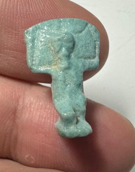 Picture of ANCIENT EGYPT.  BEAUTIFUL . GRECO - ROMAN - FAIENCE SHU AMULET . 300 B.C - 100 A.D