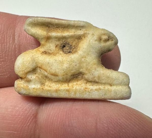 Picture of ANCIENT EGYPT.  BEAUTIFUL & SMALL. GRECO - ROMAN - FAIENCE HARE AMULET . 300 B.C - 100 A.D