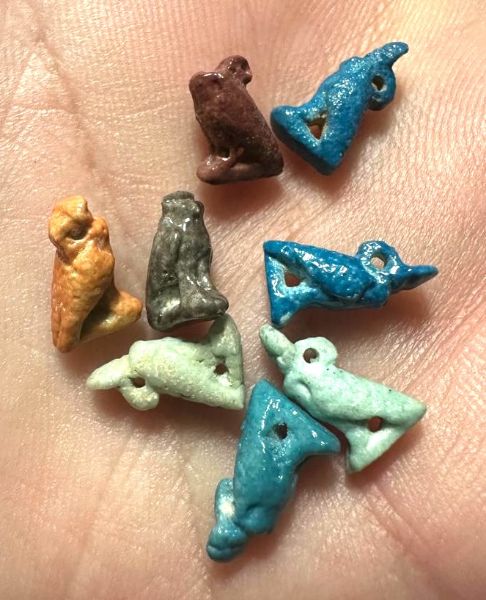 Picture of ANCIENT EGYPT.   GRECO - ROMAN . LOT OF 7  FAIENCE HORUS AMULETS . 300 B.C - 100 A.D