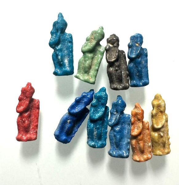 Picture of ANCIENT EGYPT.   GRECO - ROMAN . LOT OF 10  FAIENCE HARPOCRATES AMULETS . 300 B.C - 100 A.D