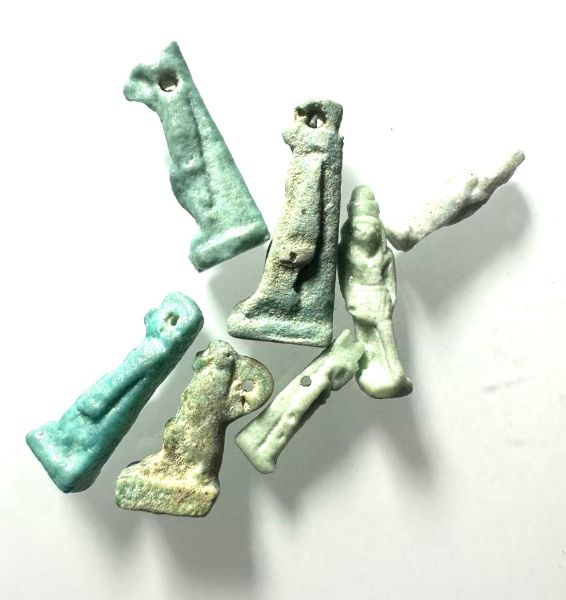 Picture of ANCIENT EGYPT.   GRECO - ROMAN . LOT OF 7  FAIENCE  AMULETS . 300 B.C - 100 A.D