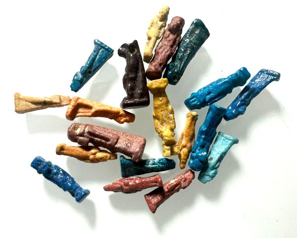 Picture of ANCIENT EGYPT.   GRECO - ROMAN . LOT OF 19  FAIENCE  AMULETS . 300 B.C - 100 A.D