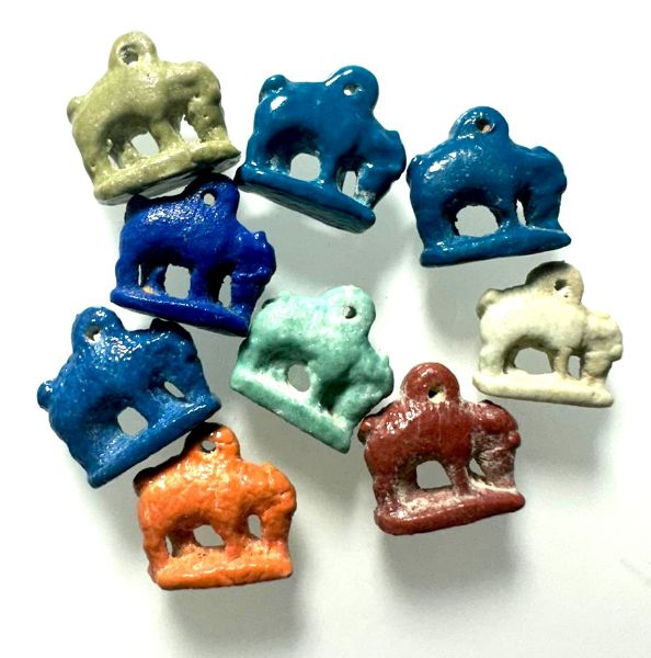Picture of ANCIENT EGYPT.   GRECO - ROMAN . LOT OF 9  FAIENCE SOW AMULETS . 300 B.C - 100 A.D