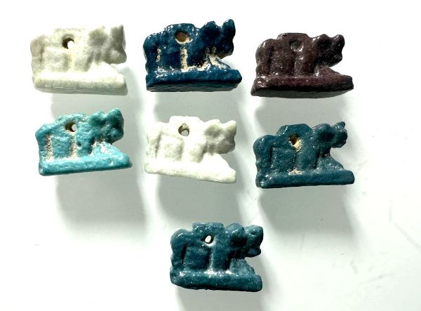 Picture of ANCIENT EGYPT.   GRECO - ROMAN . LOT OF 7  FAIENCE APIS BULL AMULETS . 300 B.C - 100 A.D