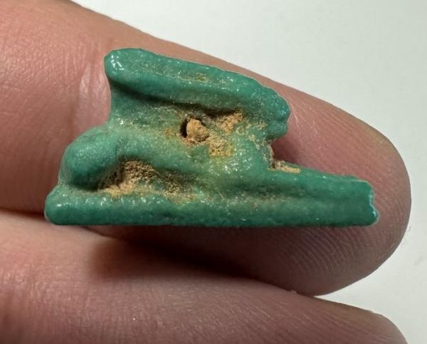 Picture of ANCIENT EGYPT.  BEAUTIFUL COLOR. GRECO - ROMAN - FAIENCE HARE AMULET . 300 B.C - 100 A.D
