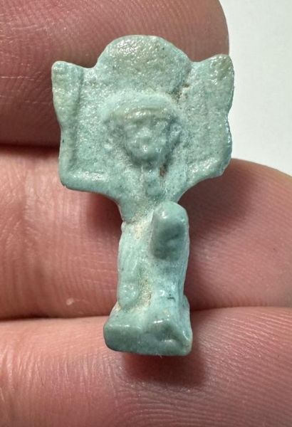 Picture of ANCIENT EGYPT.  BEAUTIFUL . GRECO - ROMAN - FAIENCE SHU AMULET . 300 B.C - 100 A.D